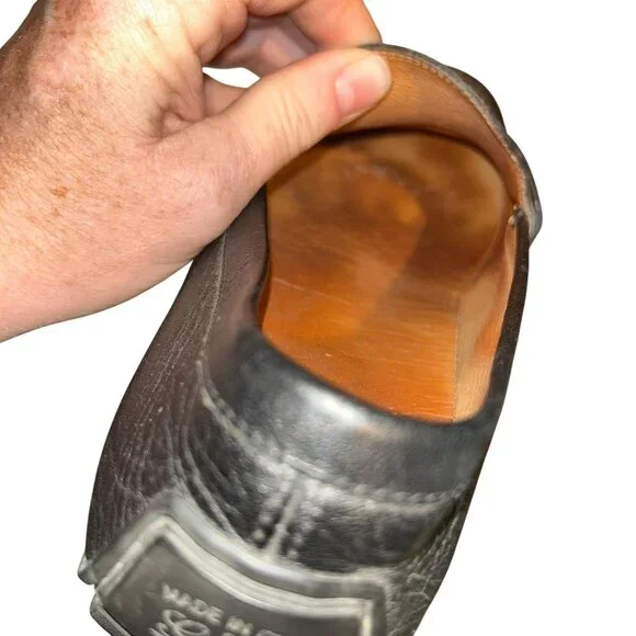 gucci black GG logo imprint leather loafer driving shoes 40 - Picture 6 of 10